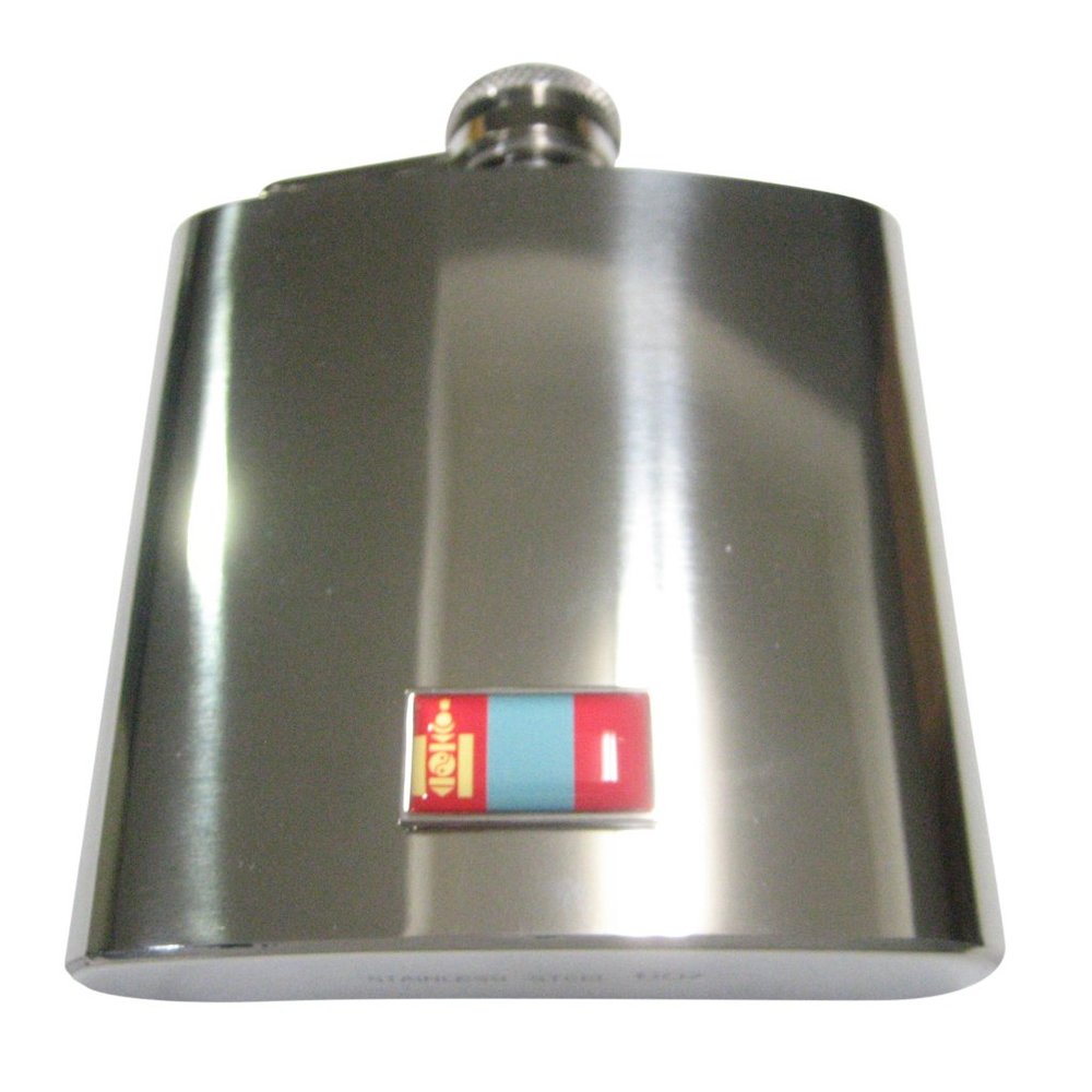 Thin Bordered Mongolia Flag 6oz Flask - image 1